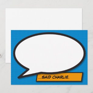 Convites Seu Balão de Fala de Mensagem Diversão Retro Quadr