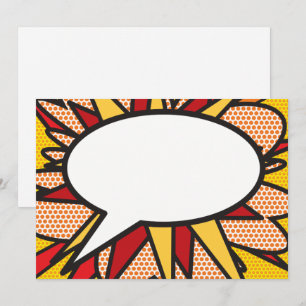 Convites Seu Balão de Fala de Mensagem Diversão Retro Quadr