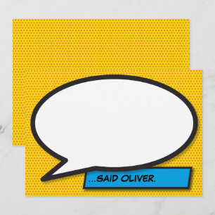 Convites Seu Balão de Fala de Mensagem Diversão Retro Quadr