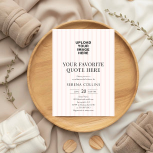 Convites Seu Chá de panela de Blush de Stripe de Vintagem d