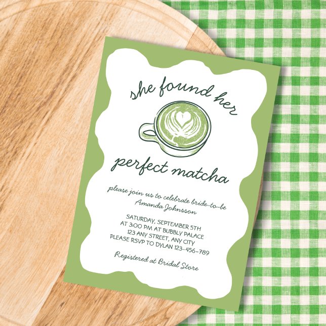 Convites Seu perfeito Chá de panela de chá verde Matcha (Her Perfect Matcha Green Tea Bridal Shower Invitation)