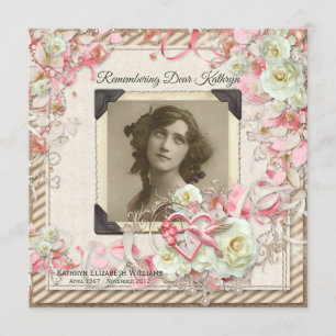 Convites Seu Rosas Elegante do Serviço de Memória Fotográfi