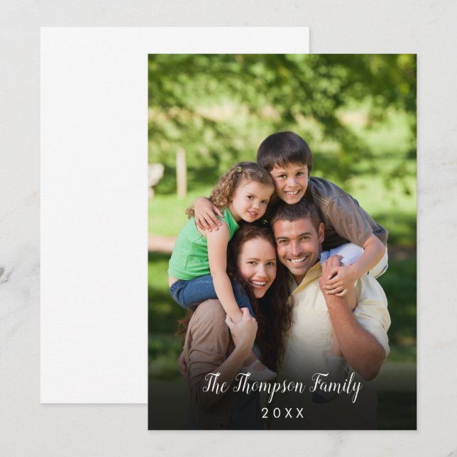 Convites Seu Script Estiloso de Foto de Família Favorita (Frente/Verso)