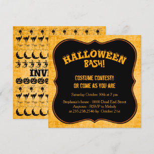 Convites Seu texto: Padrão Icônico do Dia das Bruxas Pret