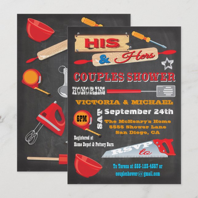 Convites Seus Casais Chá de Quadro Convidado (Frente/Verso)