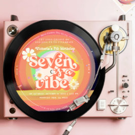 Convites Seve é um Vibe Groovy Retro Vinyl Rainbow Daisy