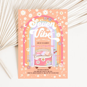 Convites SEVEN é uma Vibe Groovy Van Hippie 7º Aniversário