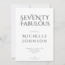 Seventy and Fabulous Minimal 70th Birthday Party