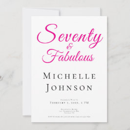 Convites Seventy and Fabulous Minimal Pink 70th Birthday