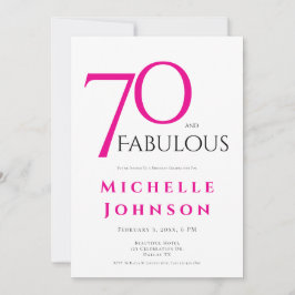 Convites Seventy and Fabulous Minimal Pink 70th Birthday