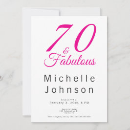 Convites Seventy and Fabulous Minimal Pink 70th Birthday