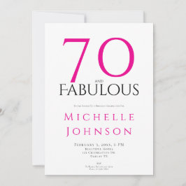 Convites Seventy and Fabulous Minimal Pink 70th Birthday
