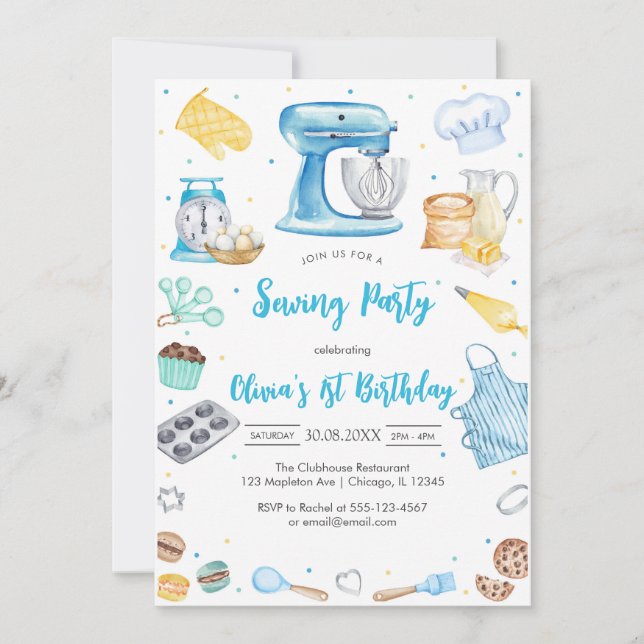 Convites Sewing Party Birthday Invitation (Frente)
