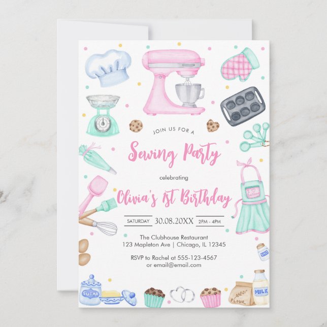Convites Sewing Party Birthday Invitation (Frente)