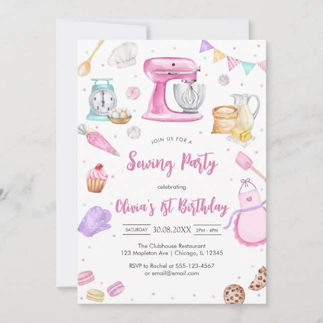 Convites Sewing Party Birthday Invitation (Frente)