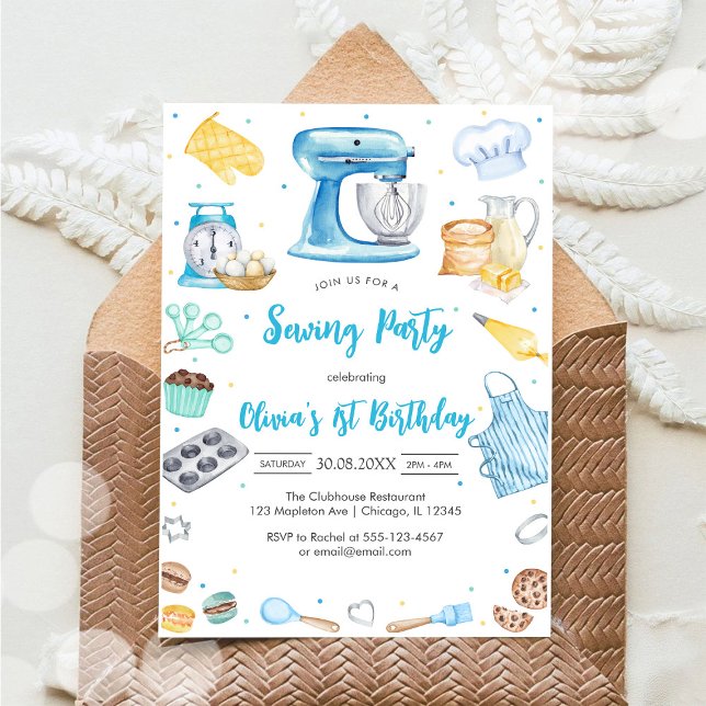Convites Sewing Party Birthday Invitation (Criador carregado)