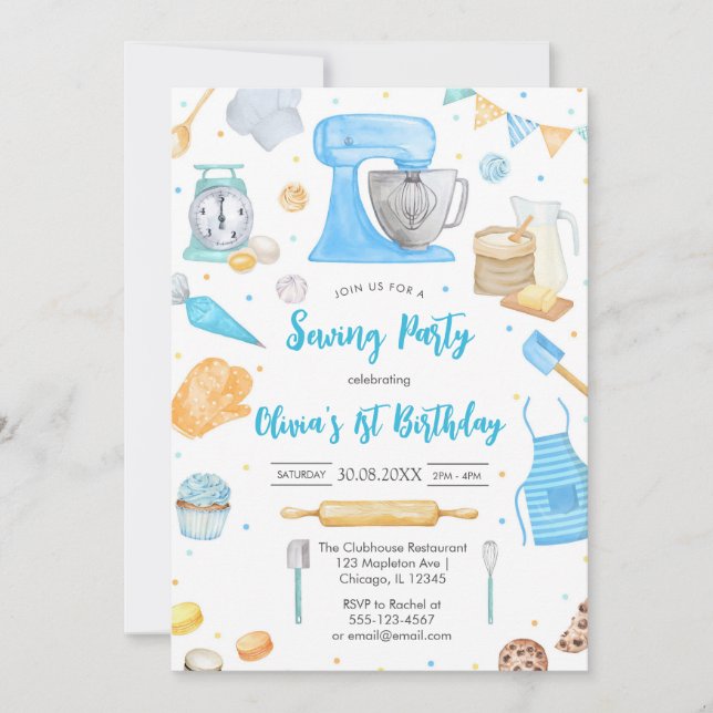 Convites Sewing Party Birthday Invitation (Frente)