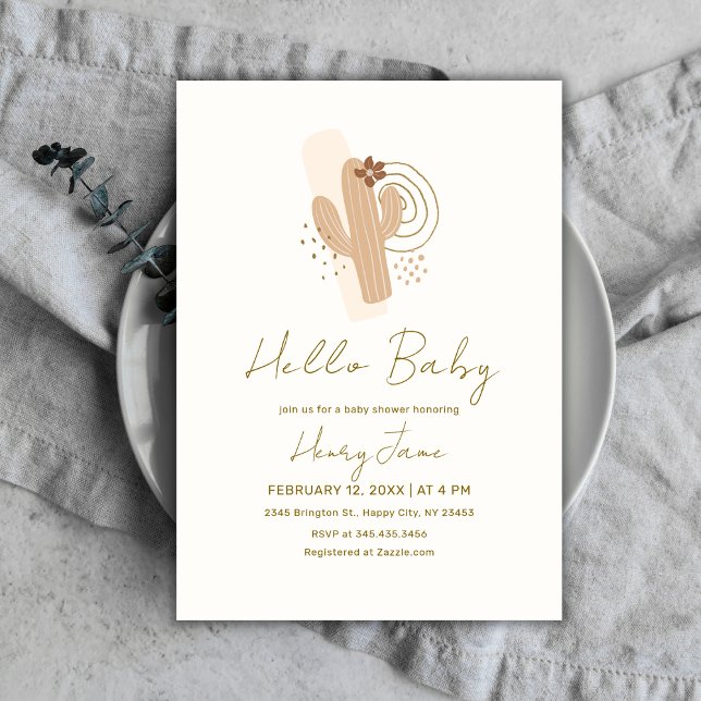 Convites Sexo Chá de fraldas Neutro de Boho Desert Cactus (Gender Neutral Boho Desert Cactus Baby Shower Invitation)