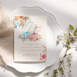 Convites Sexo da Abóbora Revelar Cor de Rosa Azul