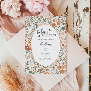 Convites Sexo de flor selvagem terrestre Chá de fraldas neu