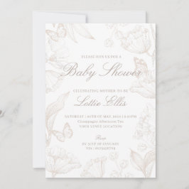 Convites Sexo Elegante Boho Chic Chá de fraldas Floral Neut