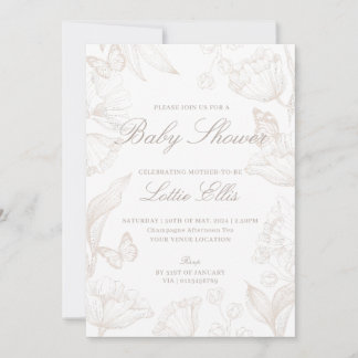 Convites Sexo Elegante Boho Chic Chá de fraldas Floral Neut