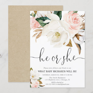 Convites Sexo floral russo, magnólia rosa branca