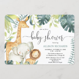 Convites Sexo neutro aquarela safari animais selvagens