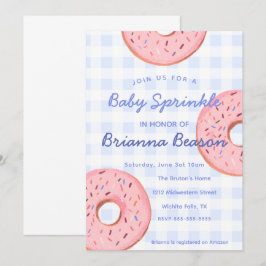 Convites Sexo Neutro, Gingham & Rosquinha Baby Sprinkle