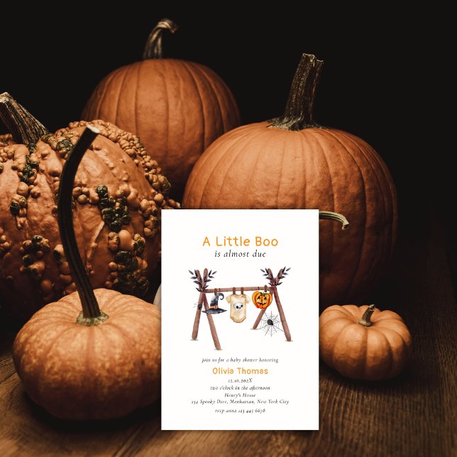 Convites Sexo Neutro Pequeno Chá de fraldas de Boo Hallowee (Gender Neutral Little Boo Halloween Baby Shower Invitation)