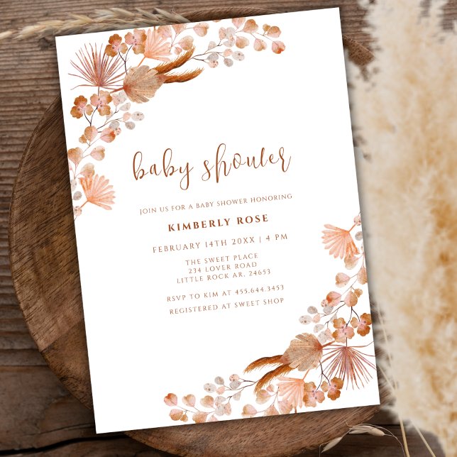 Convites Sexo Neutro Pequeno Chá de fraldas de flor selvage (Gender Neutral Little Wildflower Boho Baby Shower Invitation)