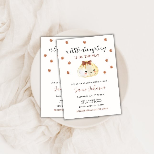 Convites Sexo Neutro Pequeno Chá de fraldas De Lixeira (Gender Neutral Cute Little Dumpling Baby Shower Invitation)
