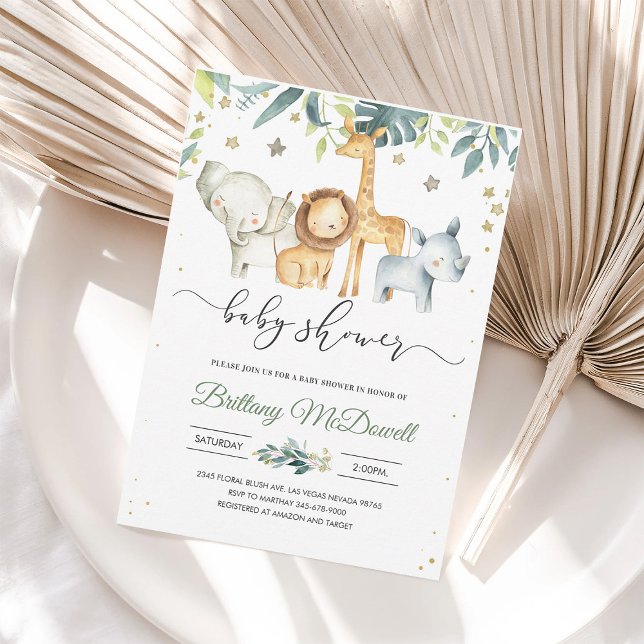 Convites Sexo Neutro Um Chá de fraldas Safari Selvagem (Criador carregado)