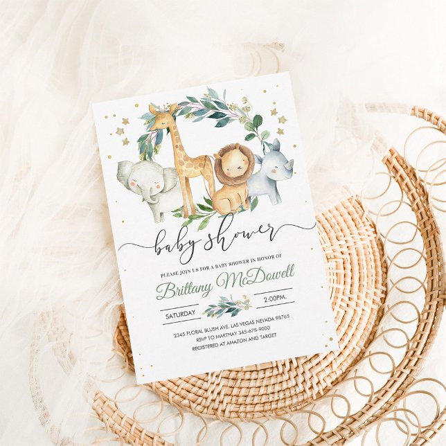 Convites Sexo Neutro Um Chá de fraldas Safari Selvagem (Criador carregado)