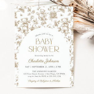 Convites Sexo Neutro Urso de Teddy Toile de Jouy