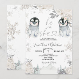 Convites Sexo Pinguim Revela Ele ou Ela Flocos De Neve De I