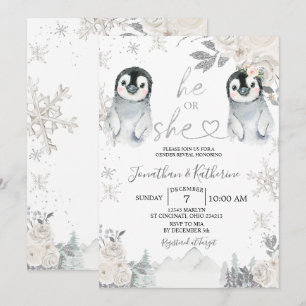 Convites Sexo Pinguim Revela Ele ou Ela Flocos De Neve De I