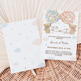 Convites Sexo Revelação Urso Pastel Rosa e Menina Azul