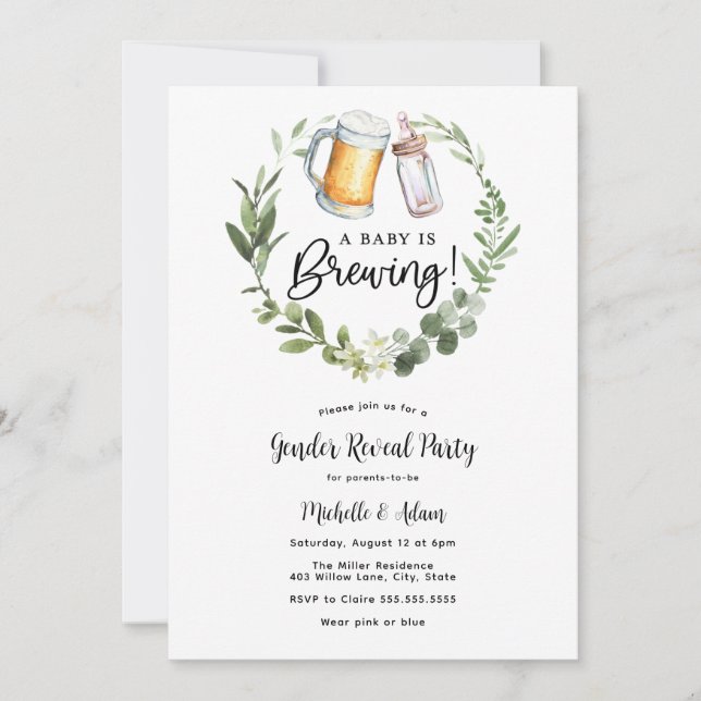 Convites Sexo Revelar Cerveja e Fraldas (Frente)