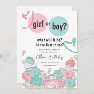 Convites Sexo Rosa E Azul Revelação, Menino ou Gênero Menin