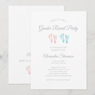 Convites Sexo Simples Revelar Pegadas em Bonito de Chá de f