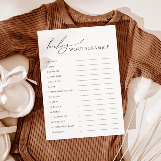 Convites Sexo Whimsical Sexo Neutro Baby Word Scramble Card (Criador carregado)