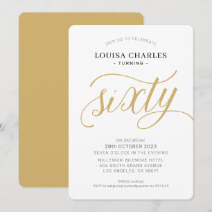 Convites SEXTA elegante escritura chic de aniversário doura