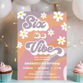 Convites Sexto é aniversário de Vibe Groovy Retro Pastels
