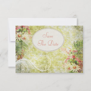 Convites Shabby Chic Daisy & Wildflowers Save The Date