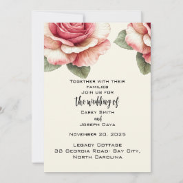 Convites Shabby Pink Rose Wedding