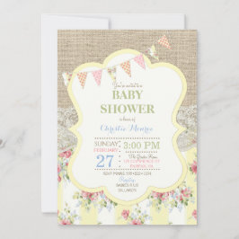 Convites Shabby Russo Chic Lace Burlap