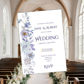 Convites Shades of blue, Floral wedding Invitation