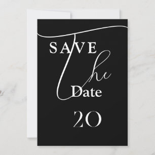 Convites Shailene Black and White Weding Save The Date (Cas