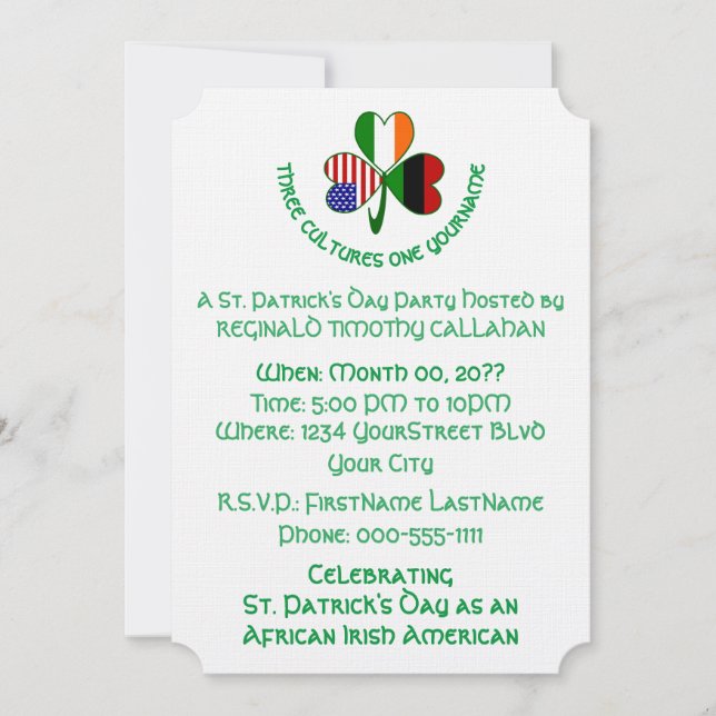 Convites Shamrock African Ireland USA Flags (Frente)